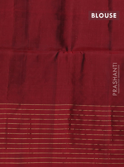 Kanchipuram soft silk saree mustard green and maroon with allover zari weaves & buttas and zari woven border