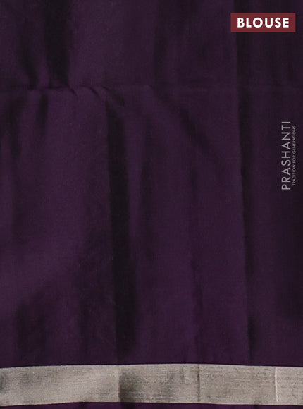 Kanchipuram soft silk saree green and deep violet with allover silver zari weaves and zari woven border
