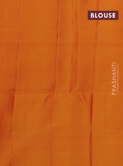 Kanchipuram soft silk saree red and sunset orange with allover zari weaves & buttas and zari woven border