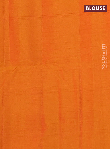 Kanchipuram soft silk saree tomato pink and sunset orange with allover zari woven buttas and zari woven border