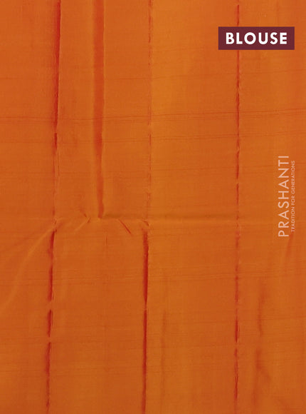 Kanchipuram soft silk saree red and sunset orange with allover zari woven buttas and zari woven border