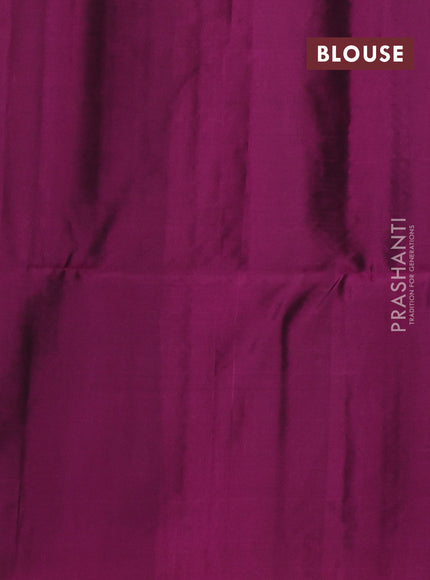 Kanchipuram soft silk saree deep jamun and magenta pink with allover silver zari weaves & buttas and zari woven butta border