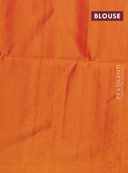 Kanchipuram soft silk saree magenta pink and sunset orange with allover silver zari weaves & buttas and zari woven butta border