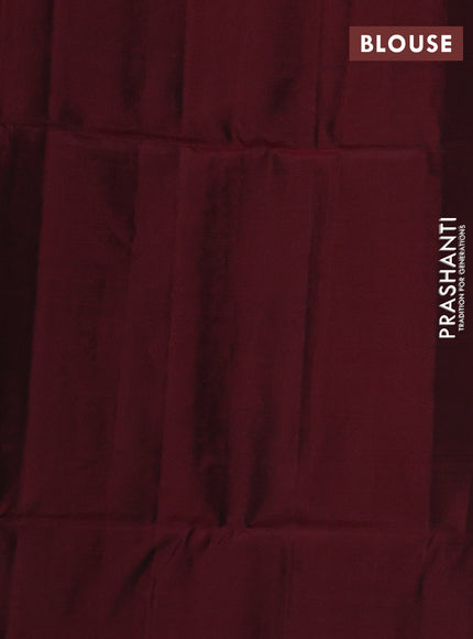 Kanchipuram soft silk saree mehendi green and deep maroon with allover silver zari weaves & buttas and zari woven butta border