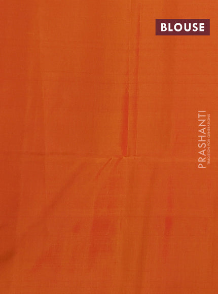 Kanchipuram soft silk saree red and sunset orange with allover zari woven buttas and long zari woven border
