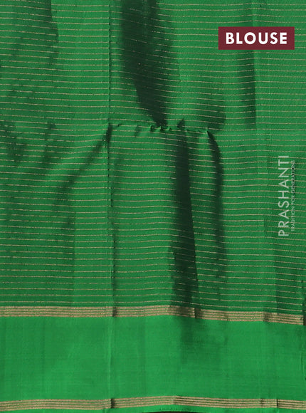 Kanchipuram soft silk saree deep jamun shade and green with allover small zari checked pattern and rettapet zari woven border