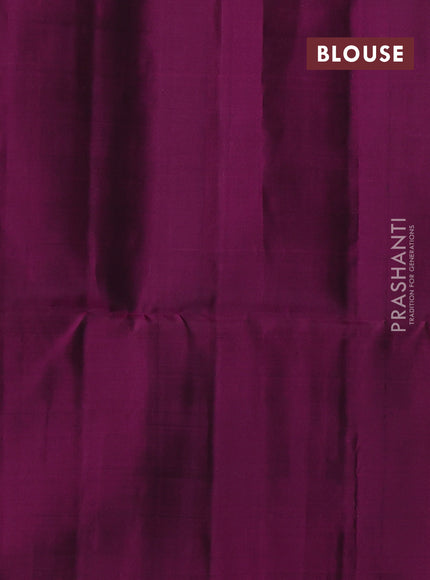 Kanchipuram soft silk saree green and magenta pink with allover checks & zari woven buttas and piping border
