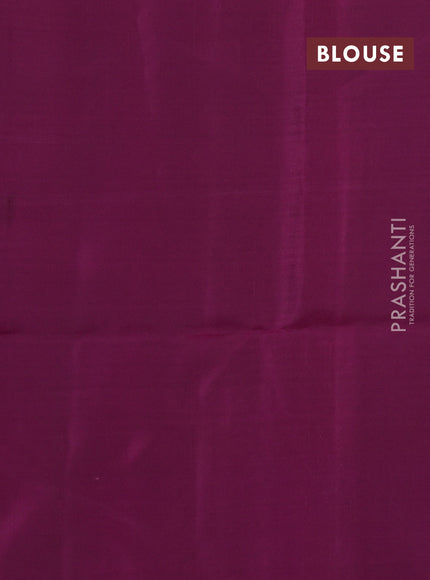 Kanchipuram soft silk saree peacock green and magenta pink with allover zari woven buttas and long zari woven border