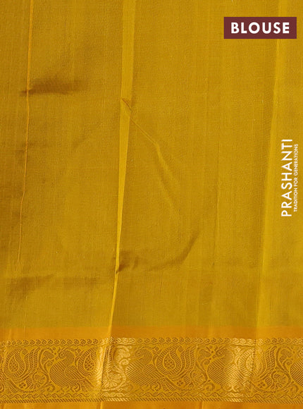 Silk cotton saree cs blue and yellow with zari woven buttas and zari woven annam border