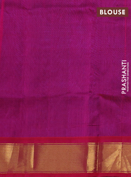 Silk cotton saree cs blue and pink with zari woven floral buttas and zari woven border
