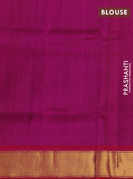 Silk cotton saree dual shade of peacock green and pink with zari woven floral buttas and zari woven border