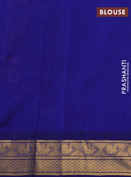 Silk cotton saree mango yellow and blue with zari woven buttas and zari woven border