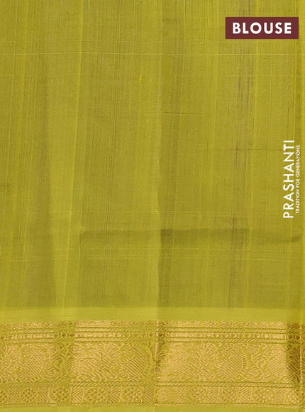 Silk cotton saree blue and lime yellow with zari woven buttas and zari woven border