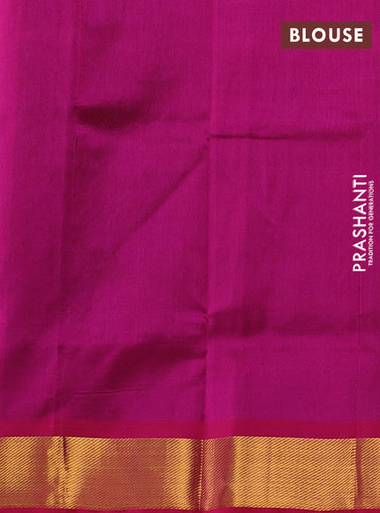 Silk cotton saree peacock blue and pink with zari woven buttas and zari woven border