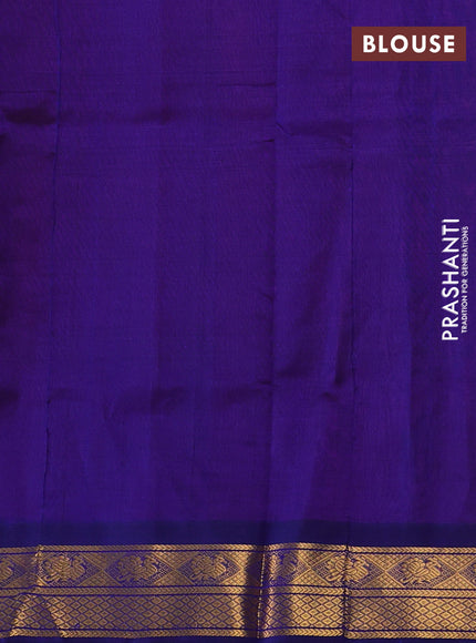 Silk cotton saree pink and blue with zari woven buttas and zari woven border