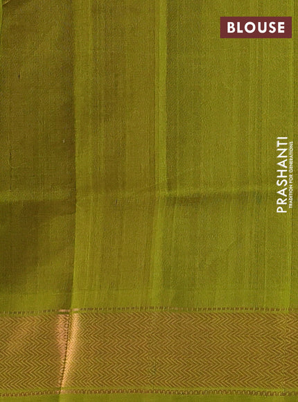 Silk cotton saree magenta pink and light green with zari woven buttas and zari woven border