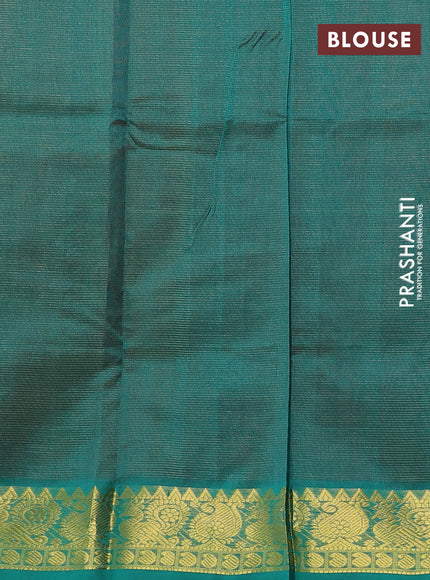 Silk cotton saree red and green with allover vairosi pattern and zari woven border