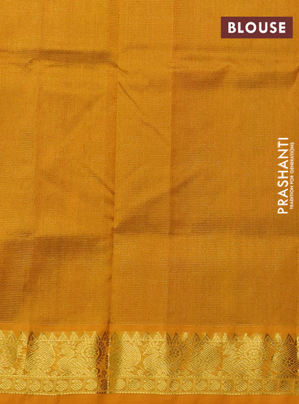 Silk cotton saree maroon and yellow with allover vairosi pattern and zari woven border