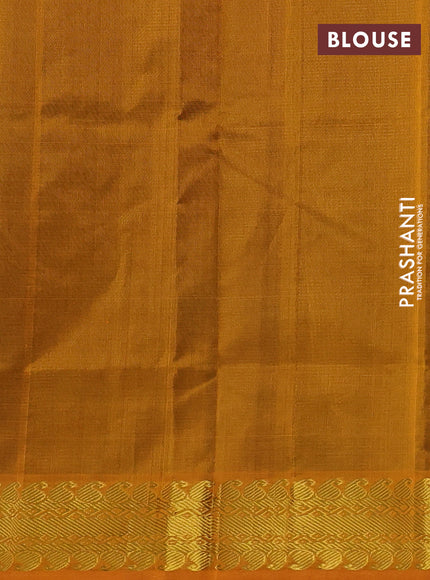 Silk cotton saree green and dark mustard with allover vairosi pattern and zari woven border