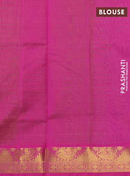 Silk cotton saree light green and pink with allover vairosi pattern and zari woven border