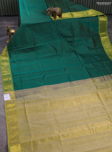 Silk cotton saree green and mild pista green with allover vairosi pattern and zari woven border