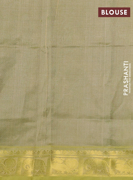 Silk cotton saree green and mild pista green with allover vairosi pattern and zari woven border
