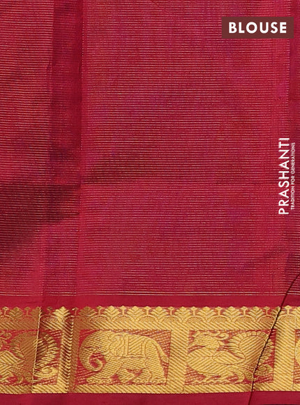 Silk cotton saree blue and maroon with allover vairosi pattern and zari woven border