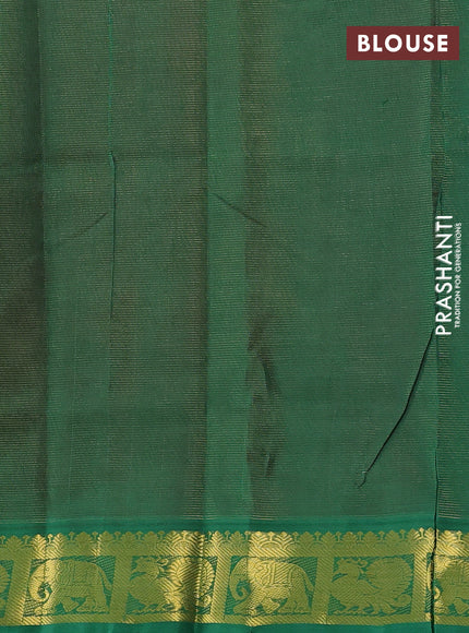 Silk cotton saree magenta pink and green with allover vairosi pattern and zari woven border