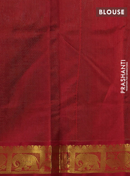 Silk cotton saree peacock green and maroon with allover vairosi pattern and zari woven border