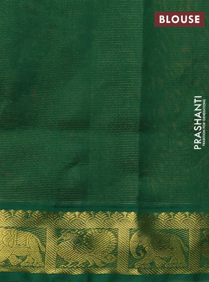 Silk cotton saree dual shade of yellowish pink and green with allover vairosi pattern and zari woven border