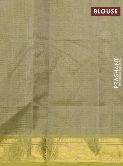 Silk cotton saree black and pista green with allover vairosi pattern and zari woven border