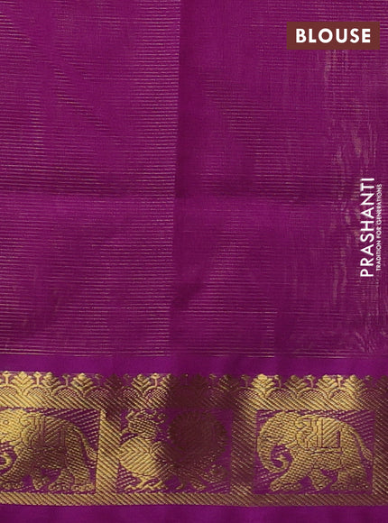 Silk cotton saree pale yellow and purple with allover vairosi pattern and zari woven border