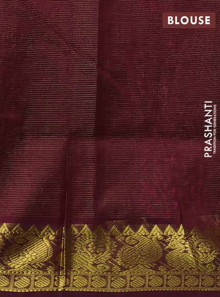 Silk cotton saree pink and wine shade with allover vairosi pattern and zari woven border