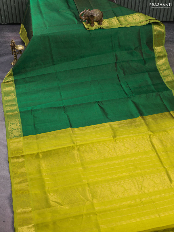 Silk cotton saree green and light green with allover vairosi pattern and zari woven border