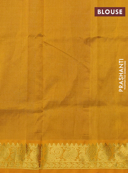 Silk cotton saree blue and mustard yellow with allover vairosi pattern and zari woven border