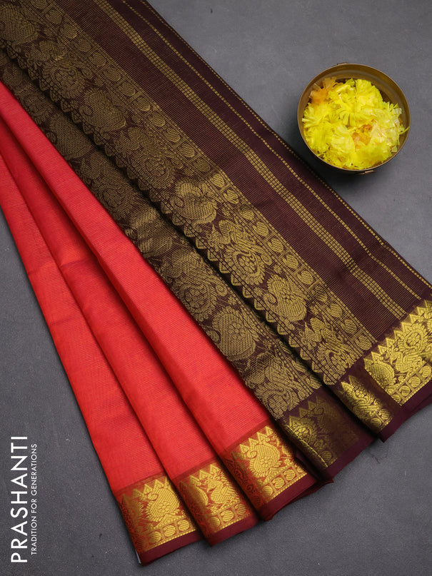 Silk cotton saree dual shade of pink and deep wine with allover vairosi pattern and zari woven border
