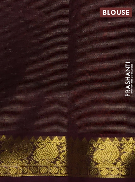 Silk cotton saree dual shade of pink and deep wine with allover vairosi pattern and zari woven border