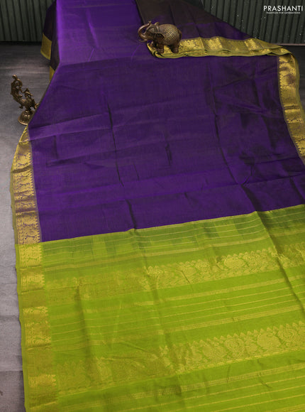Silk cotton saree violet and light green with allover vairosi pattern and zari woven border