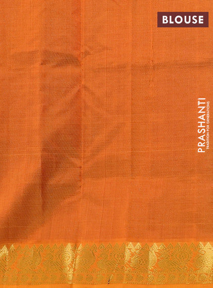Silk cotton saree navy blue and orange with allover vairosi pattern and zari woven border
