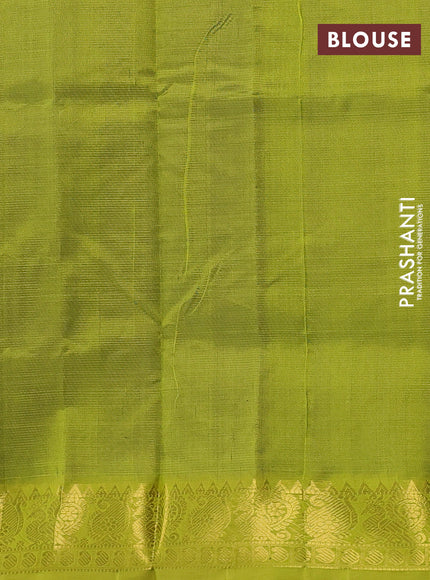 Silk cotton saree blue and light green with allover vairosi pattern and zari woven border