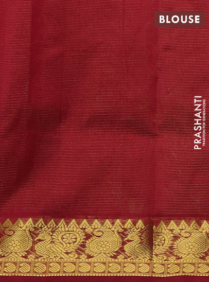 Silk cotton saree green and maroon with allover vairosi pattern and zari woven border