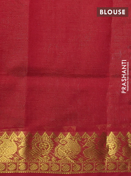 Silk cotton saree teal green and maroon with allover vairosi pattern and zari woven border