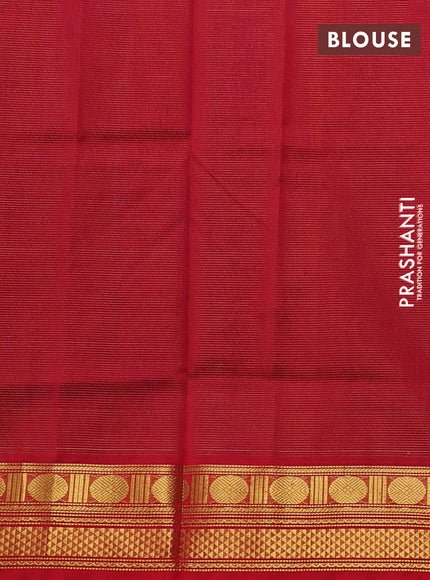 Silk cotton saree royal blue and red with allover vairosi pattern and zari woven border