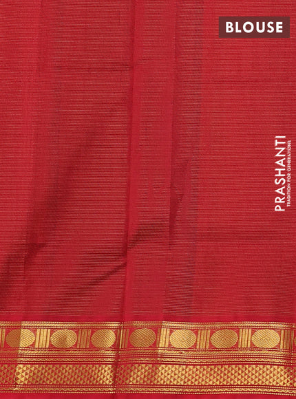 Silk cotton saree green and red with allover vairosi pattern and zari woven border