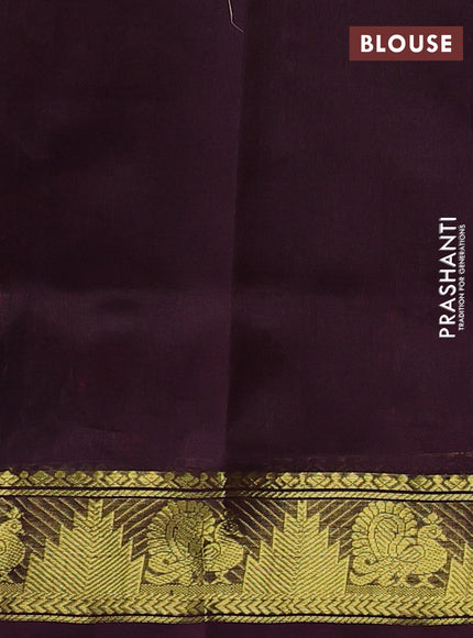 Silk cotton saree pink and wine shade with zari woven buttas and annam & temple zari woven border