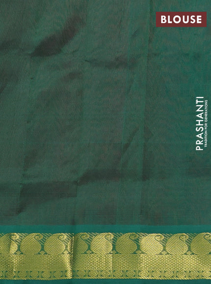 Silk cotton saree pink and green with temple zari woven buttas and paisley zari woven border