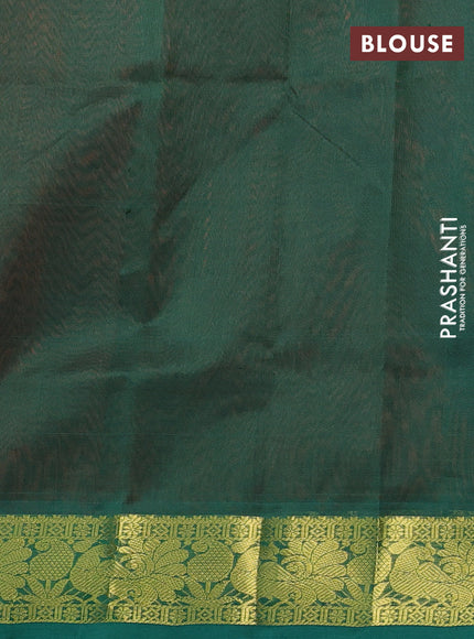 Silk cotton saree rustic orange and green with zari woven buttas and zari woven border