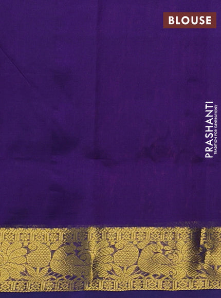 Silk cotton saree magenta pink and violet shade with zari woven buttas and zari woven border