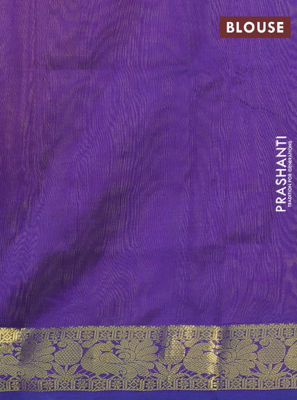 Silk cotton saree dark mustard yellow and violet shade with zari woven buttas and zari woven border