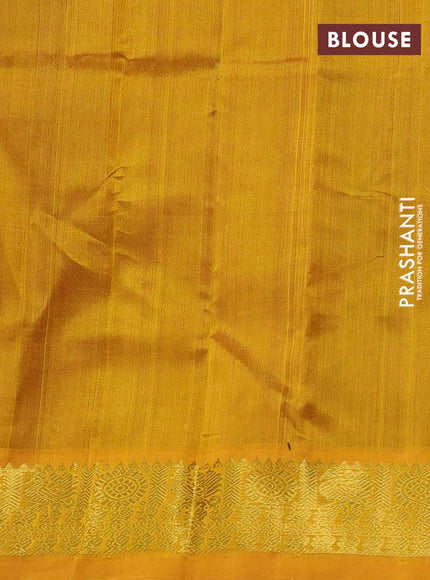 Silk cotton saree purple and mango yellow with zari woven buttas and zari woven border